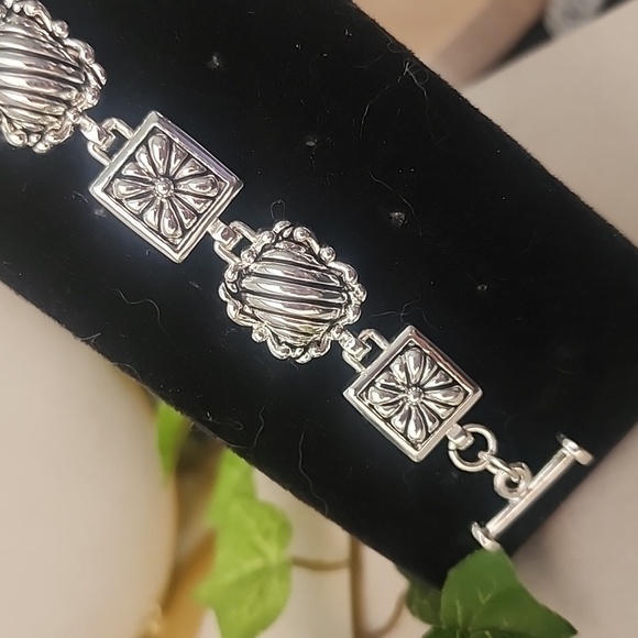 Silver Boho Design Link Bracelet Toggle Clasp - Picture 6 of 9